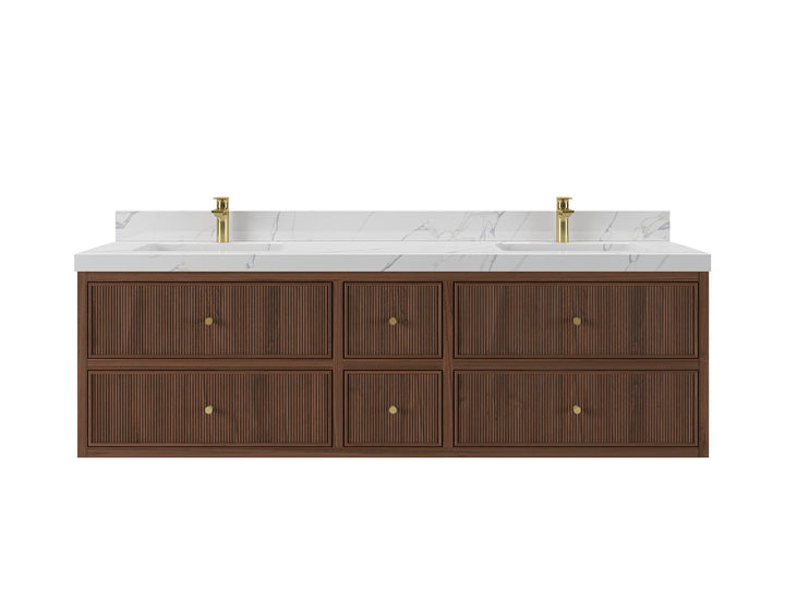 Sonoma Floating Teak 72 in. W x 22 in. D Double Sink Bathroom Vanity - photo 1