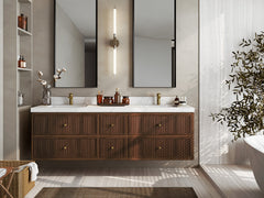 Sonoma Reeded Floating Teak 72 in. W x 22 in. D Double Sink Bathroom Vanity - photo 4