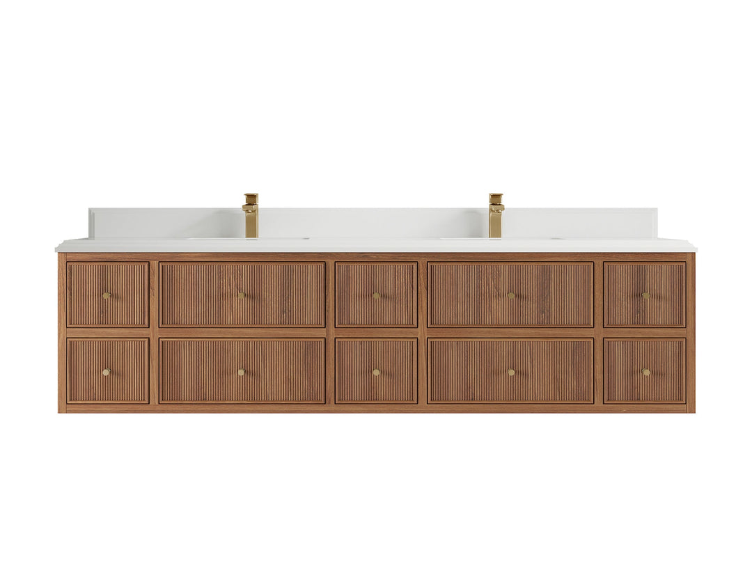 Sonoma Floating Teak 84 in. W x 22 in. D Double Sink Bathroom Vanity - Willow Bath and Vanity