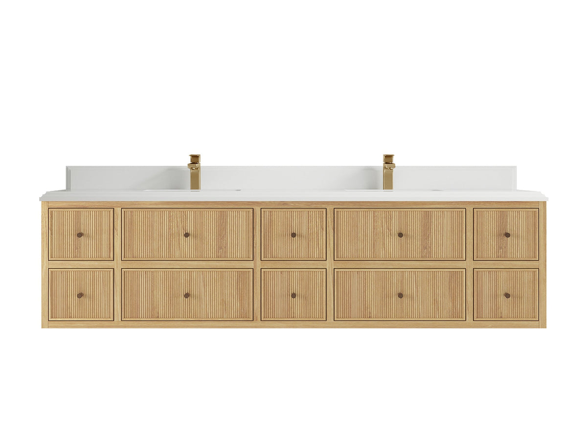 Sonoma Floating Teak 84 in. W x 22 in. D Double Sink Bathroom Vanity - Willow Bath and Vanity