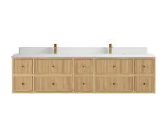Sonoma Reeded Floating Teak 84 in. W x 22 in. D Double Sink Bathroom Vanity - photo 24