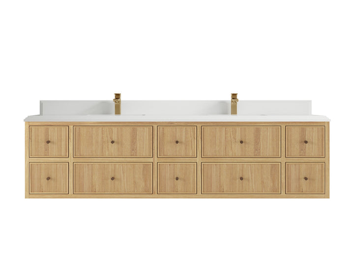 Sonoma Floating Teak 84 in. W x 22 in. D Double Sink Bathroom Vanity - photo 24