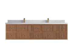 Sonoma Reeded Floating Teak 84 in. W x 22 in. D Double Sink Bathroom Vanity - photo 12