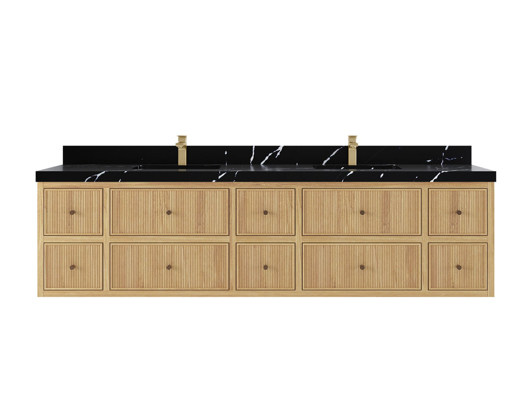 Sonoma Floating Teak 84 in. W x 22 in. D Double Sink Bathroom Vanity - Willow Bath and Vanity