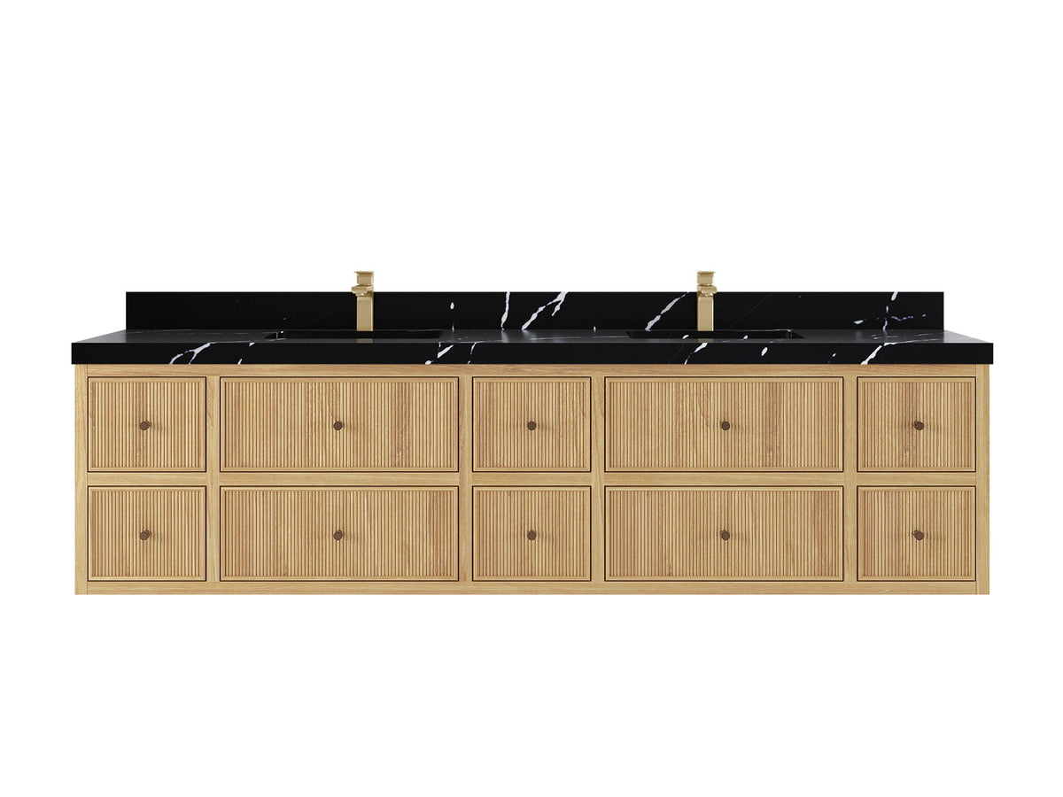 Sonoma Floating Teak 84 in. W x 22 in. D Double Sink Bathroom Vanity - Willow Bath and Vanity
