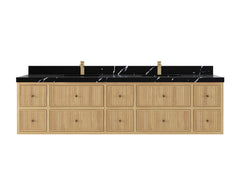 Sonoma Reeded Floating Teak 84 in. W x 22 in. D Double Sink Bathroom Vanity - photo 9