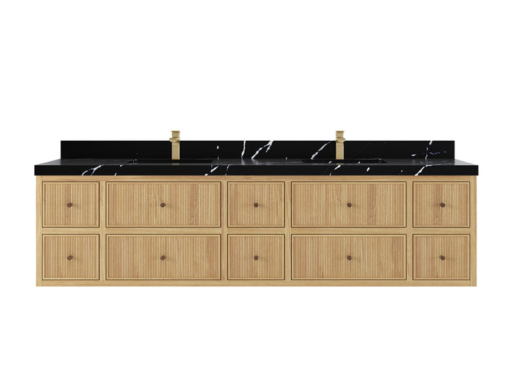 Sonoma Floating Teak 84 in. W x 22 in. D Double Sink Bathroom Vanity - photo 9