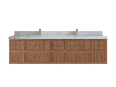 Sonoma Reeded Floating Teak 84 in. W x 22 in. D Double Sink Bathroom Vanity - photo 20