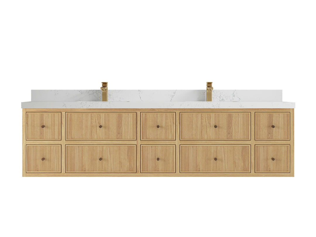 Sonoma Floating Teak 84 in. W x 22 in. D Double Sink Bathroom Vanity - Willow Bath and Vanity