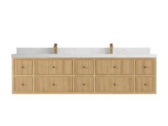 Sonoma Reeded Floating Teak 84 in. W x 22 in. D Double Sink Bathroom Vanity - photo 14