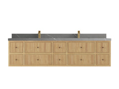 Sonoma Reeded Floating Teak 84 in. W x 22 in. D Double Sink Bathroom Vanity - photo 16