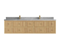 Sonoma Reeded Floating Teak 84 in. W x 22 in. D Double Sink Bathroom Vanity - photo 15