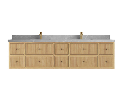 Sonoma Floating Teak 84 in. W x 22 in. D Double Sink Bathroom Vanity - Willow Bath and Vanity