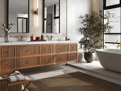 Sonoma Reeded Floating Teak 84 in. W x 22 in. D Double Sink Bathroom Vanity - photo 2