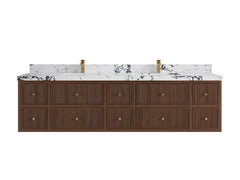 Sonoma Reeded Floating Teak 84 in. W x 22 in. D Double Sink Bathroom Vanity - photo 19