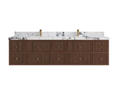 Sonoma Floating Teak 84 in. W x 22 in. D Double Sink Bathroom Vanity - Willow Bath and Vanity