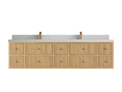 Sonoma Reeded Floating Teak 84 in. W x 22 in. D Double Sink Bathroom Vanity - photo 8
