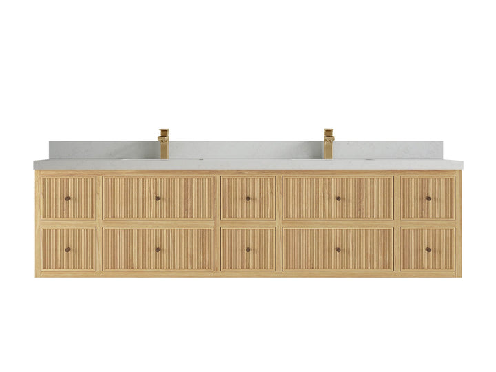 Sonoma Floating Teak 84 in. W x 22 in. D Double Sink Bathroom Vanity - photo 8