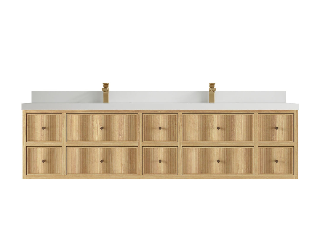 Sonoma Floating Teak 84 in. W x 22 in. D Double Sink Bathroom Vanity - Willow Bath and Vanity