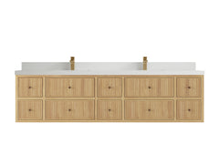 Sonoma Reeded Floating Teak 84 in. W x 22 in. D Double Sink Bathroom Vanity - photo 21