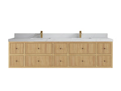 Sonoma Reeded Floating Teak 84 in. W x 22 in. D Double Sink Bathroom Vanity - photo 13