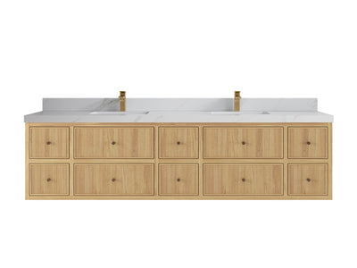 Sonoma Floating Teak 84 in. W x 22 in. D Double Sink Bathroom Vanity - Willow Bath and Vanity