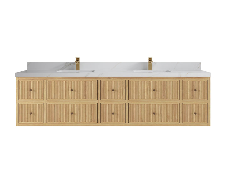 Sonoma Floating Teak 84 in. W x 22 in. D Double Sink Bathroom Vanity - photo 13