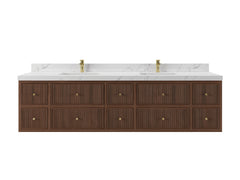Sonoma Reeded Floating Teak 84 in. W x 22 in. D Double Sink Bathroom Vanity - photo 1