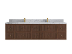 Sonoma Reeded Floating Teak 84 in. W x 22 in. D Double Sink Bathroom Vanity - photo 20