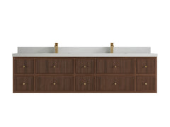 Sonoma Reeded Floating Teak 84 in. W x 22 in. D Double Sink Bathroom Vanity - photo 7