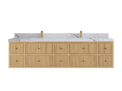 Sonoma Reeded Floating Teak 84 in. W x 22 in. D Double Sink Bathroom Vanity - photo 10