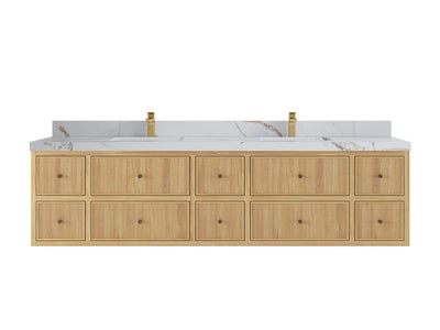 Sonoma Floating Teak 84 in. W x 22 in. D Double Sink Bathroom Vanity - Willow Bath and Vanity