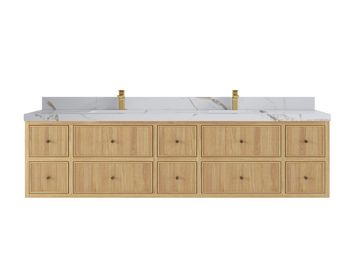 Sonoma Floating Teak 84 in. W x 22 in. D Double Sink Bathroom Vanity - photo 10