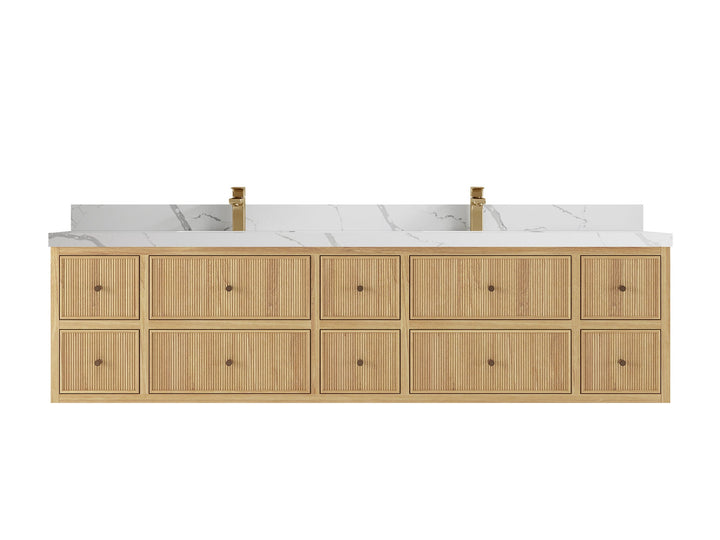 Sonoma Floating Teak 84 in. W x 22 in. D Double Sink Bathroom Vanity - photo 11