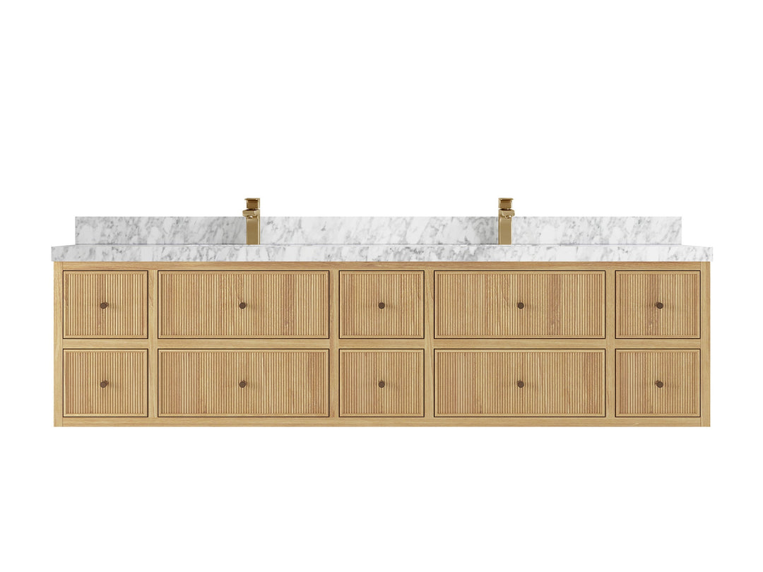 Sonoma Floating Teak 84 in. W x 22 in. D Double Sink Bathroom Vanity - Willow Bath and Vanity