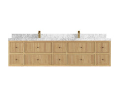 Sonoma Reeded Floating Teak 84 in. W x 22 in. D Double Sink Bathroom Vanity - photo 7