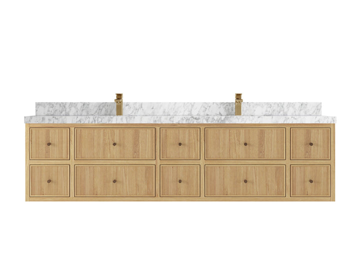 Sonoma Floating Teak 84 in. W x 22 in. D Double Sink Bathroom Vanity - photo 7