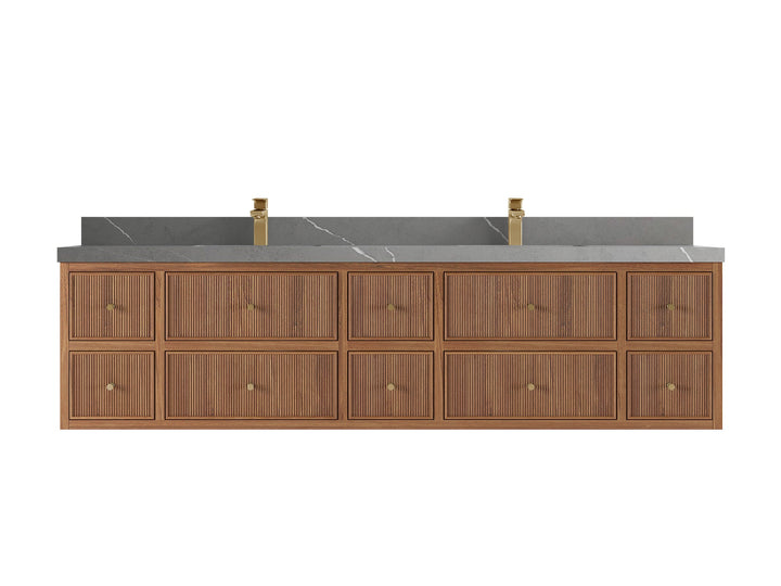Sonoma Floating Teak 84 in. W x 22 in. D Double Sink Bathroom Vanity - photo 16