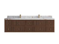 Sonoma Reeded Floating Teak 84 in. W x 22 in. D Double Sink Bathroom Vanity - photo 18