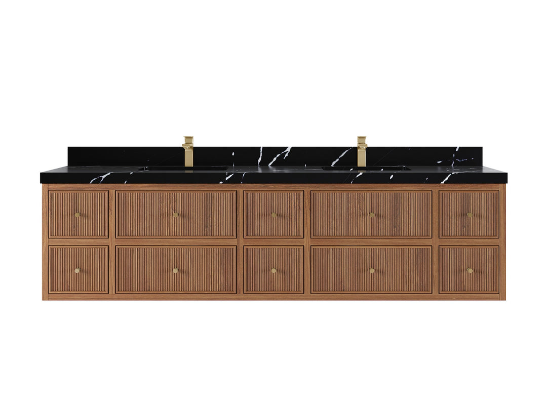 Sonoma Floating Teak 84 in. W x 22 in. D Double Sink Bathroom Vanity - Willow Bath and Vanity