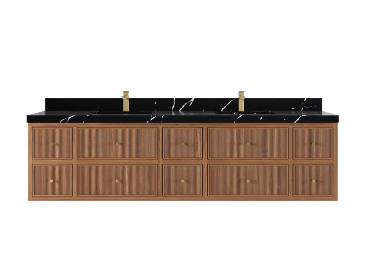 Sonoma Floating Teak 84 in. W x 22 in. D Double Sink Bathroom Vanity - photo 9