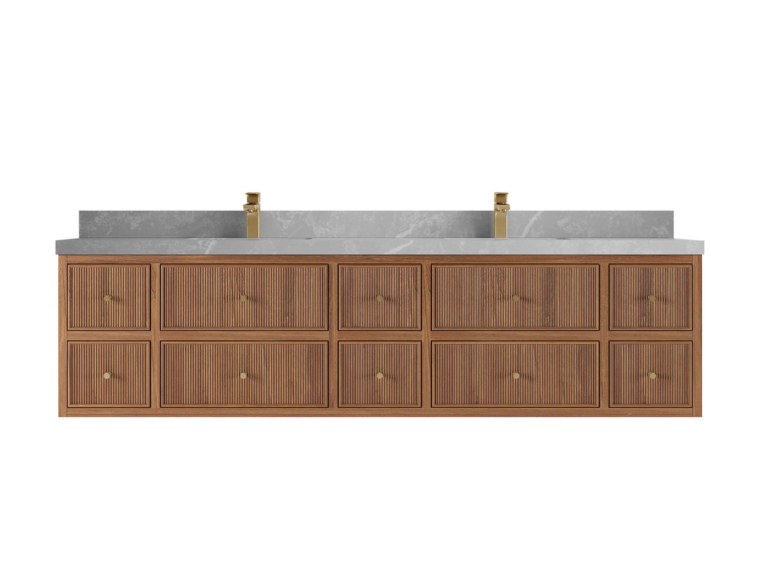 Sonoma Floating Teak 84 in. W x 22 in. D Double Sink Bathroom Vanity - Willow Bath and Vanity
