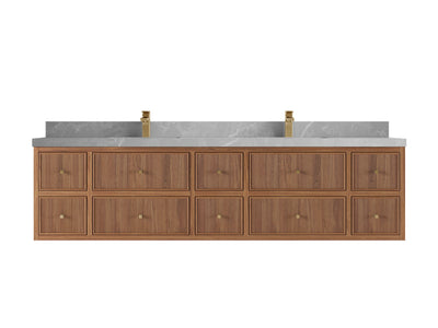 Sonoma Floating Teak 84 in. W x 22 in. D Double Sink Bathroom Vanity - Willow Bath and Vanity