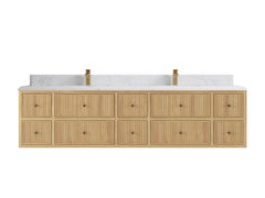 Sonoma Reeded Floating Teak 84 in. W x 22 in. D Double Sink Bathroom Vanity - photo 23
