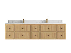 Sonoma Reeded Floating Teak 84 in. W x 22 in. D Double Sink Bathroom Vanity - photo 22