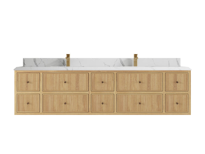 Sonoma Floating Teak 84 in. W x 22 in. D Double Sink Bathroom Vanity - photo 22