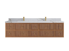 Sonoma Reeded Floating Teak 84 in. W x 22 in. D Double Sink Bathroom Vanity - photo 10