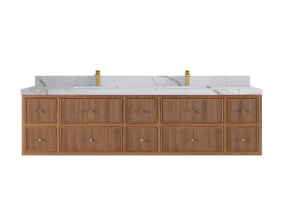 Sonoma Floating Teak 84 in. W x 22 in. D Double Sink Bathroom Vanity - Willow Bath and Vanity