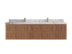 Sonoma Reeded Floating Teak 84 in. W x 22 in. D Double Sink Bathroom Vanity - photo 18