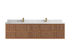 Sonoma Reeded Floating Teak 84 in. W x 22 in. D Double Sink Bathroom Vanity - photo 11